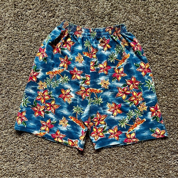 Vintage 90s Erika Tropical Elastic Waist Shorts Size S/M - Picture 6 of 8